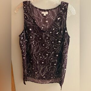 14th & Union Sleeveless Floral Blouse - Plum & Cream